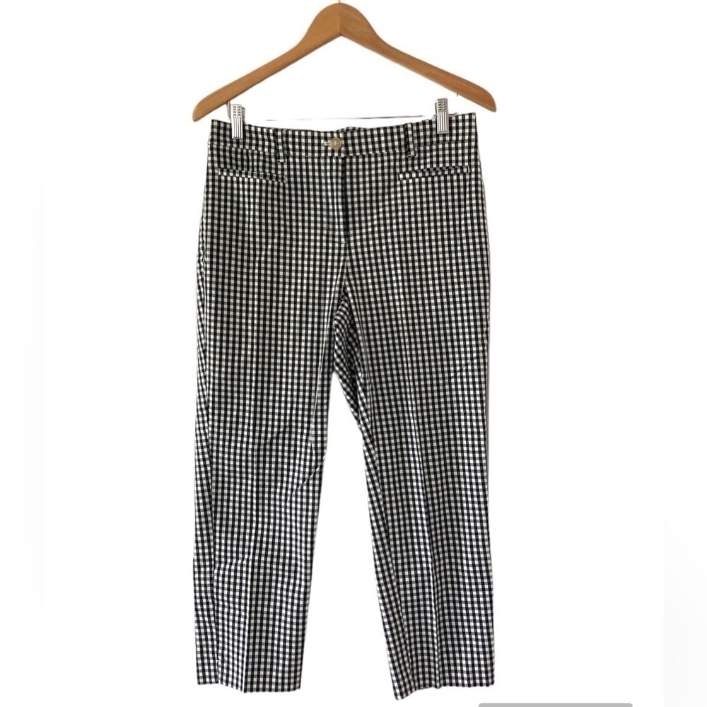 Ann Taylor 6 capri pants curvy fit black white checked